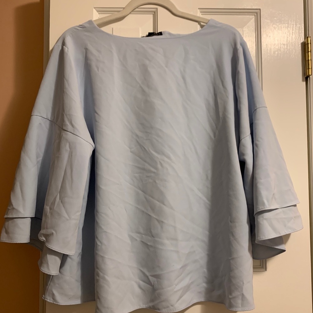 NWOT! Lane Bryant Vneck blue blouse - Picture 4 of 4